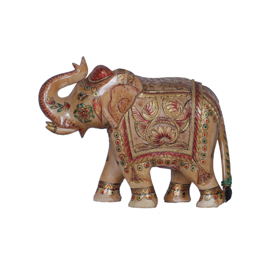 Bright Camel Bone Trunk-Down Elephant Figurine