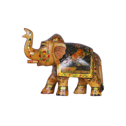 Vibrant Camel Bone Trunk-Up Elephant Figurine