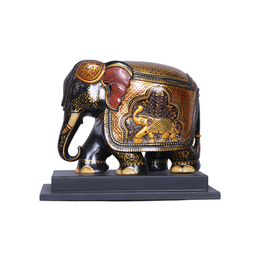 Vivid Dark Wood Painted Elephant