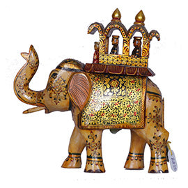 Vibrant Camel Bone Ambari Elephant Figurine