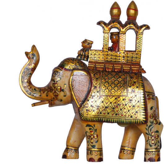 Vibrant Camel Bone Ambari Elephant Figurine