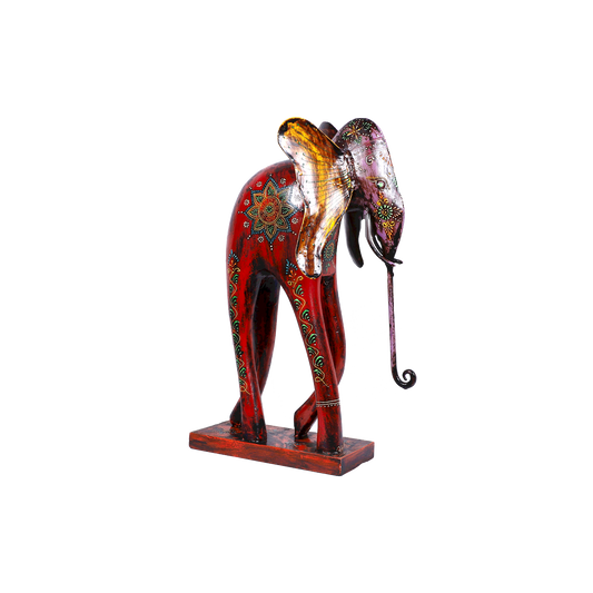 Handcrafted Wooden and Metal Elephant