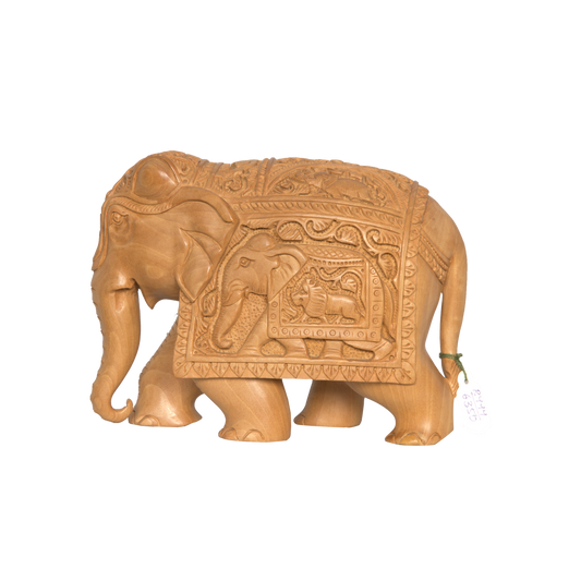 Majestic Teak Wood Trunk-Down Elephant