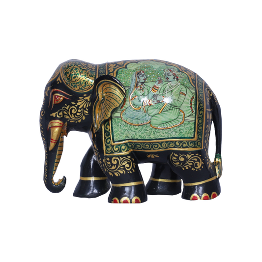 Romantic Dark Teak Painted Elephant