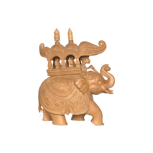 Finely Carved Wooden Ambari Elephant