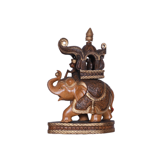 Traditional Wooden Trunk-Up Elephant Ambari