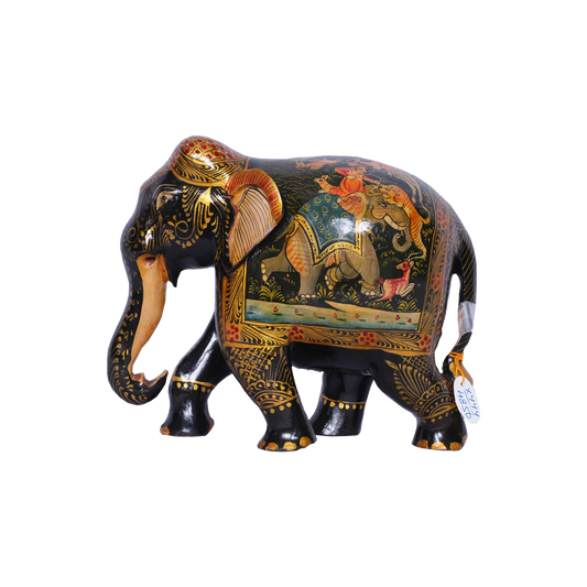 Vivid Dark Teak Painted Elephant