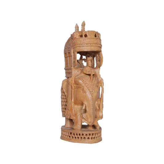 Finely Carved Jalli Wooden Ambari Elephant