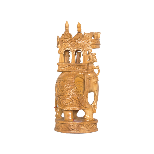 Finely Carved Wooden Ambari Elephant