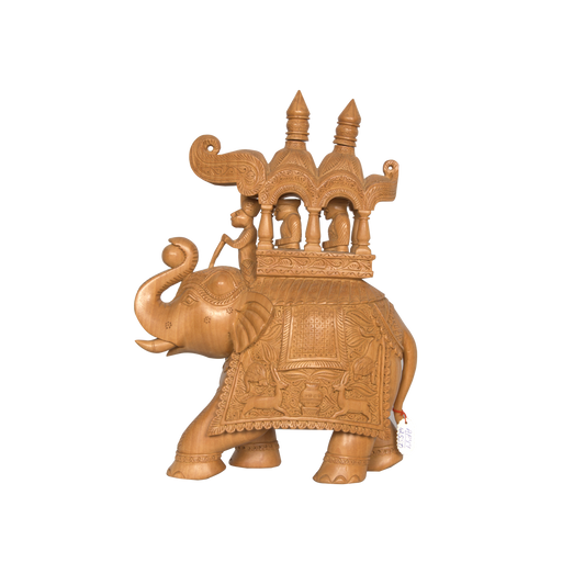 Big Carved Wooden Ambari Elephant