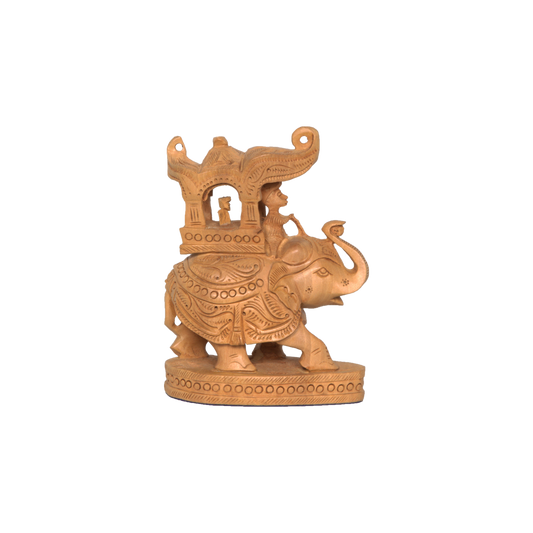 Finely Carved Wooden Ambari Elephant