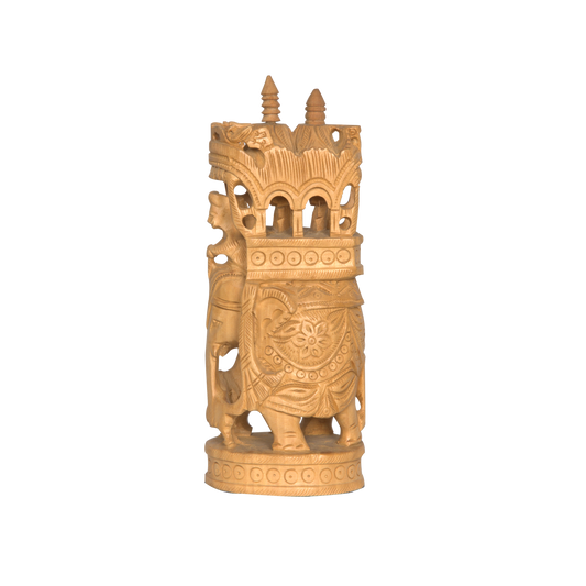 Finely Carved Wooden Ambari Elephant (Small)