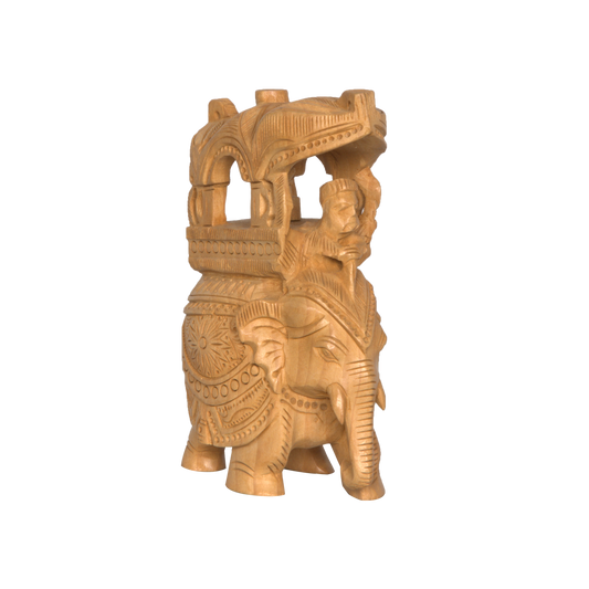 Small Carved Wooden Ambari Elephant