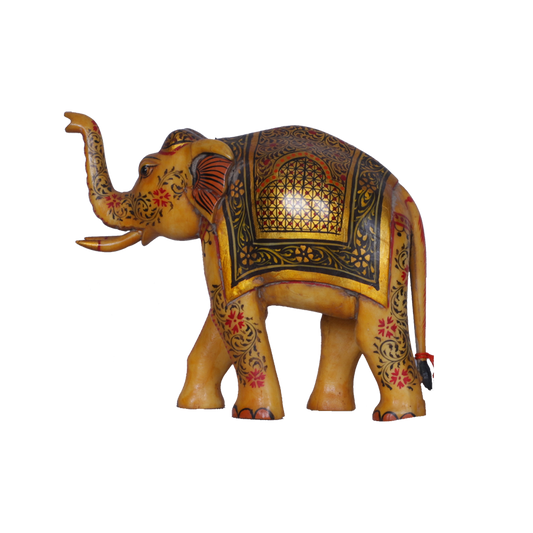 Bright Camel Bone Trunk-Up Elephant Figurine