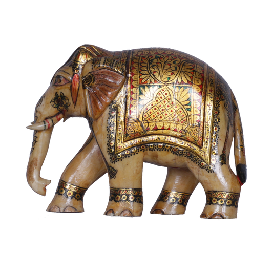 Royal Camel Bone Trunk-Down Elephant Figurine