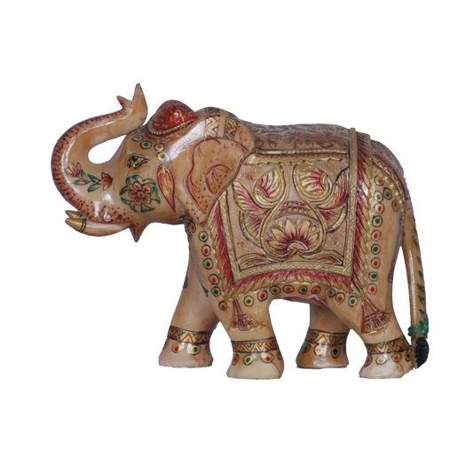 Royal Camel Bone Trunk-Down Elephant Figurine