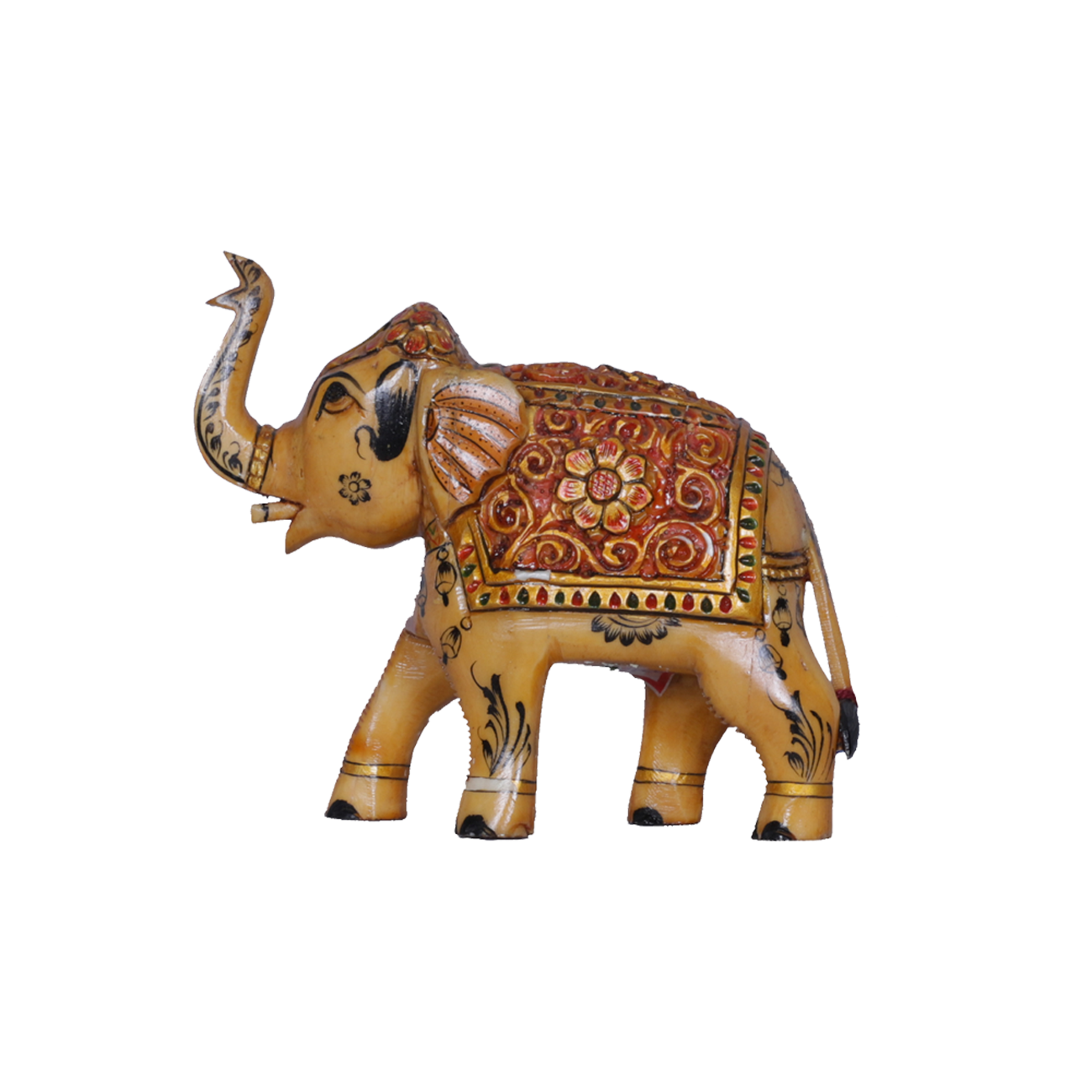 Colorful Camel Bone Trunk-Up Elephant Figurine