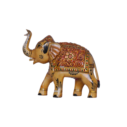 Colorful Camel Bone Trunk-Up Elephant Figurine