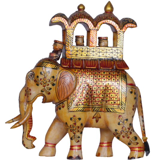 Vibrant Camel Bone Ambari Elephant Figurine