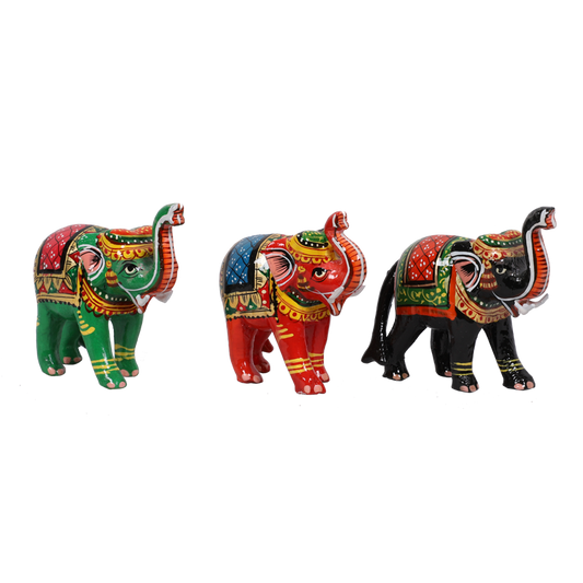 Colorful Wooden Miniature Elephant