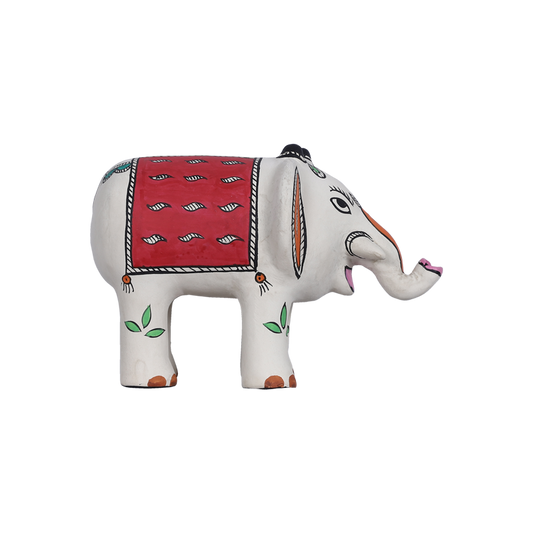 Colorful Traditional Clay Madhubani Elephant