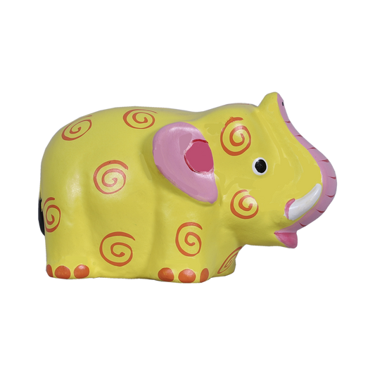 Yellow Elephant-Shaped Coin Bank