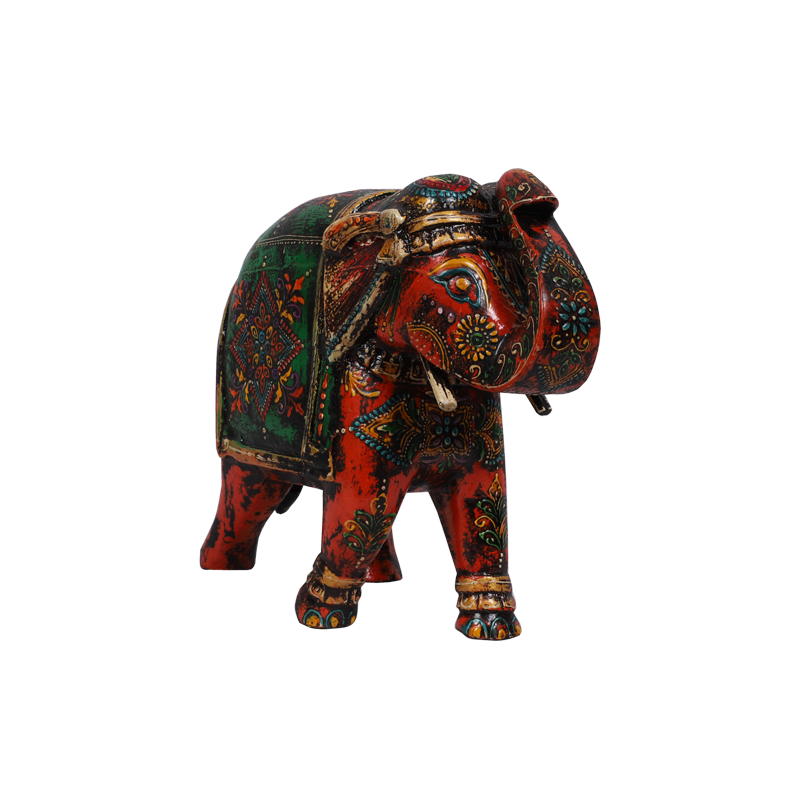 Multicolored Wood Trunk Up Elephant