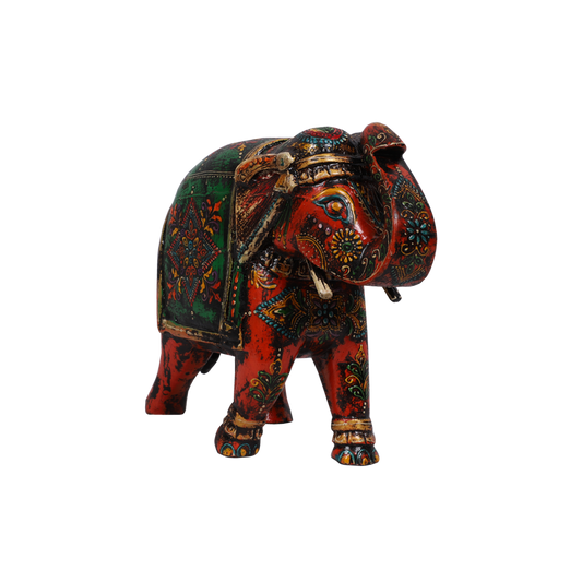 Multicolored Wood Trunk Up Elephant