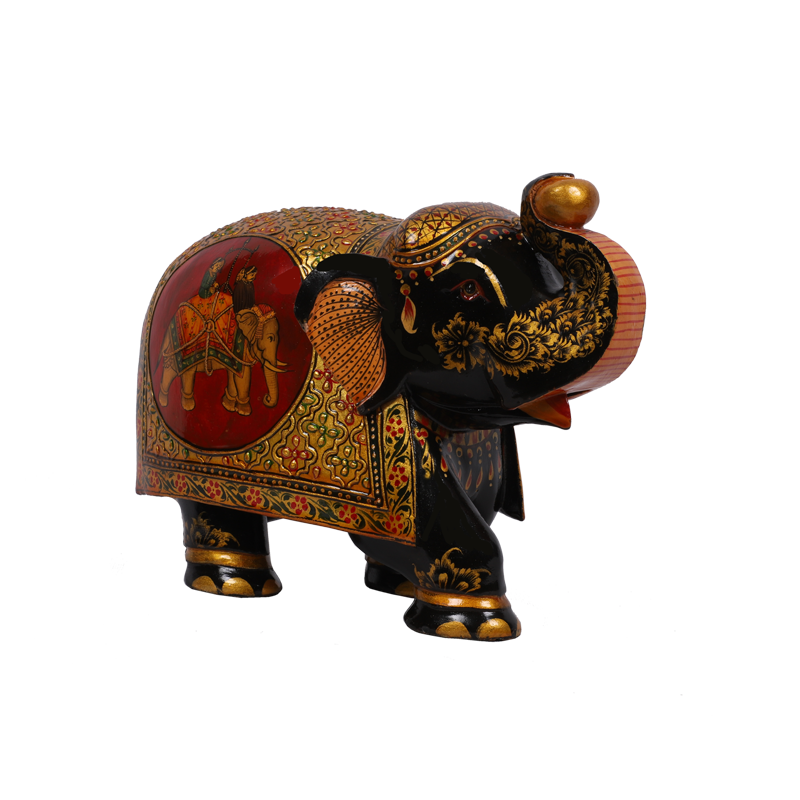 Gold-Leaf Painted Wooden Elephant
