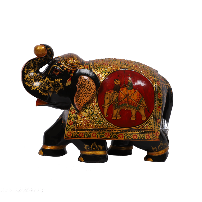 Gold-Leaf Painted Wooden Elephant