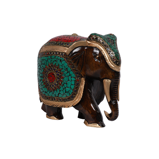 Fengshui Wooden Trunk Down Elephant