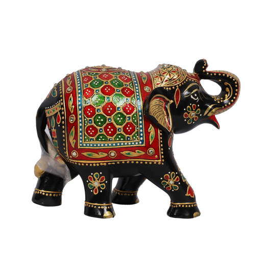 Stone-Inlaid Painted Wooden Elephant
