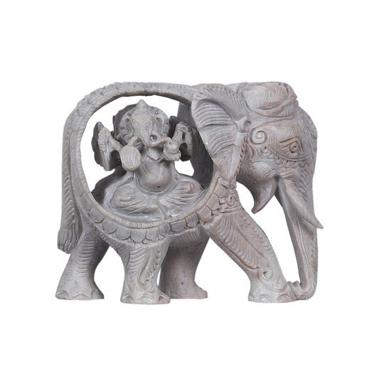 Divine Stone Elephant with Ganesha