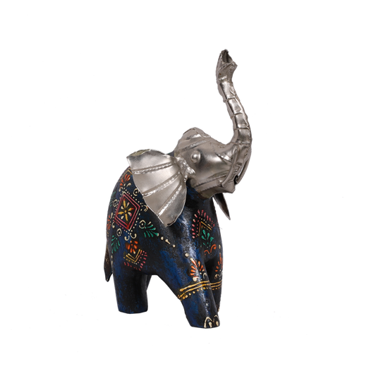 Graceful Wood Metal Trunk-Up Elephant