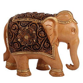 Artistic Wood Carved Elephant Showpiece