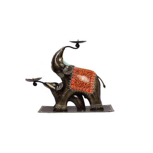 Traditional Iron Elephant Deepa Stand