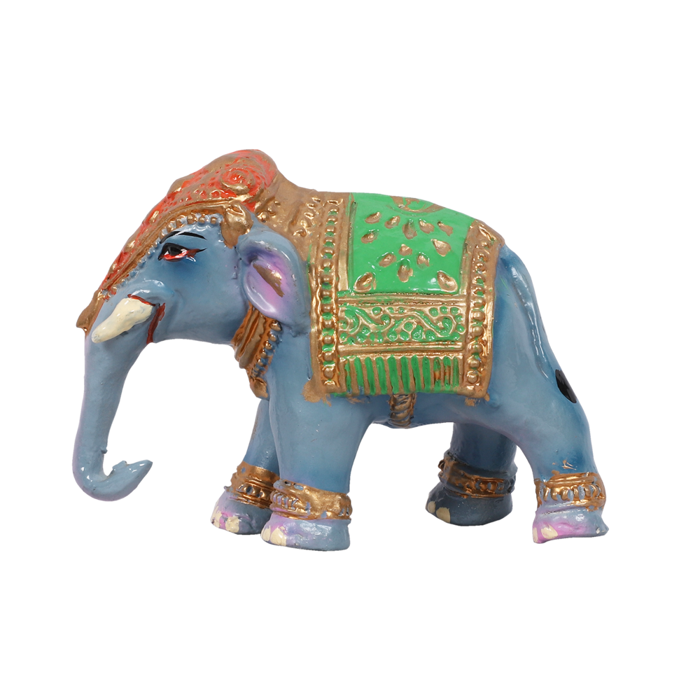 Hand-Painted Clay Trunk-Down Elephant