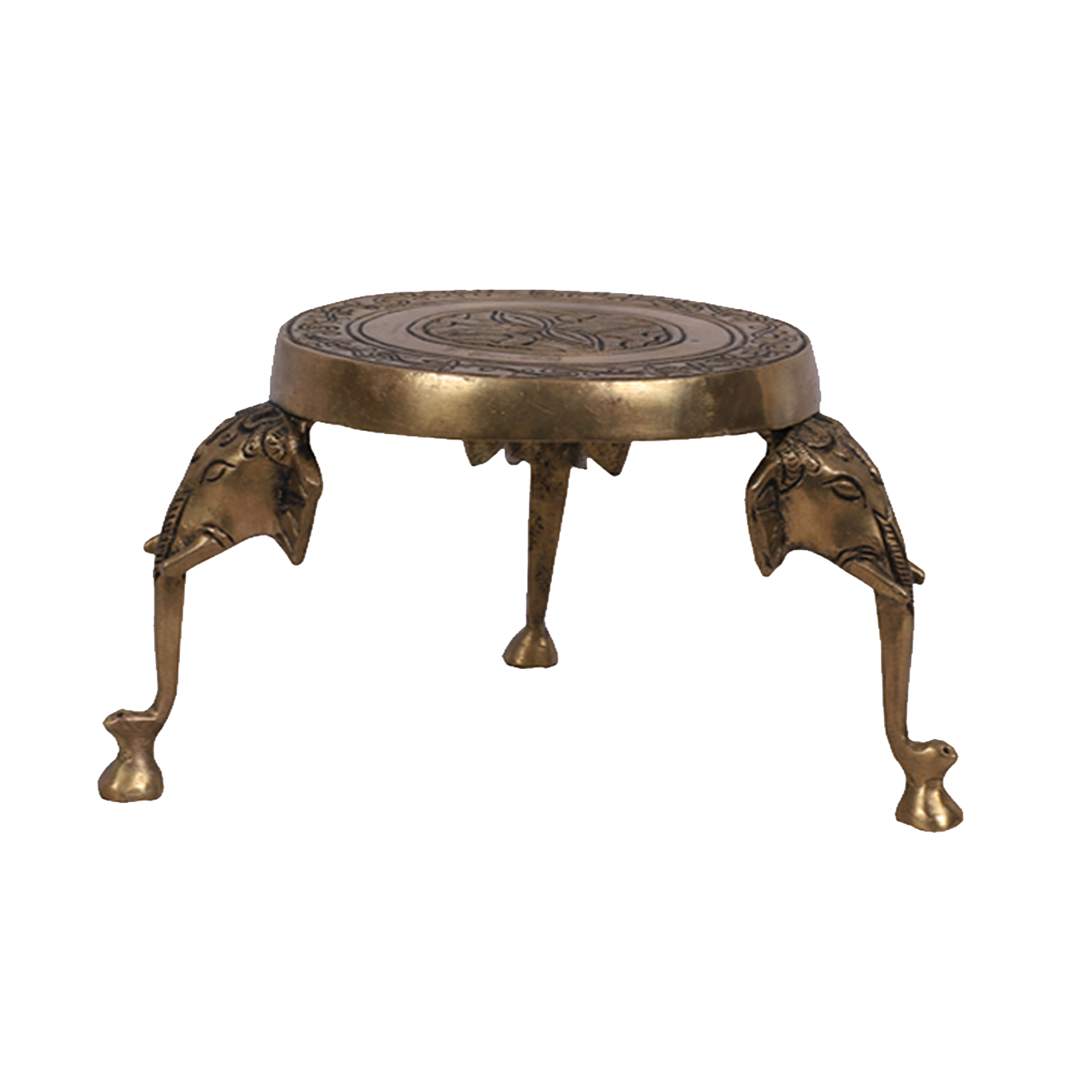 Antique Gold-toned Brass Elephant Chowki