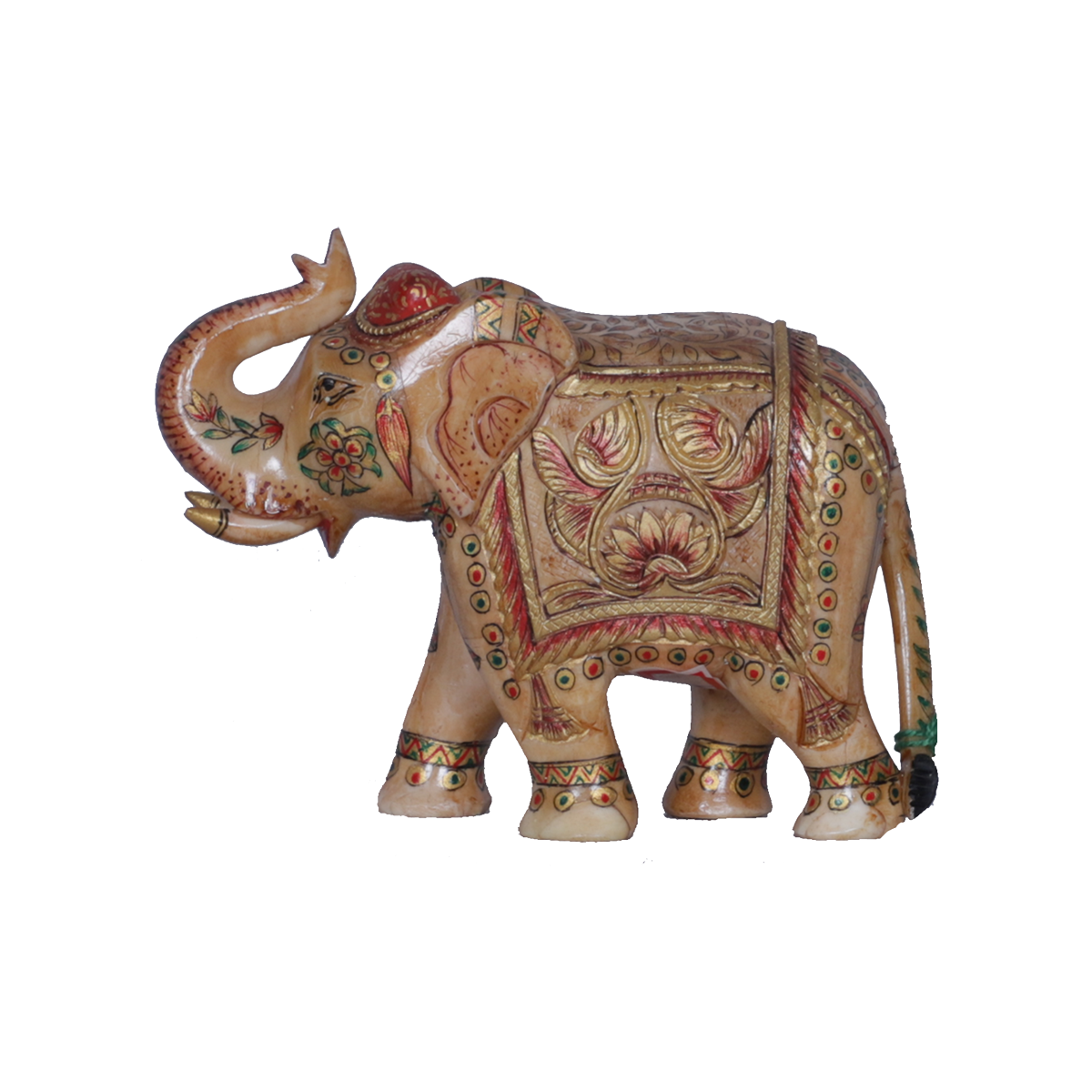 Bright Camel Bone Trunk-Down Elephant Figurine