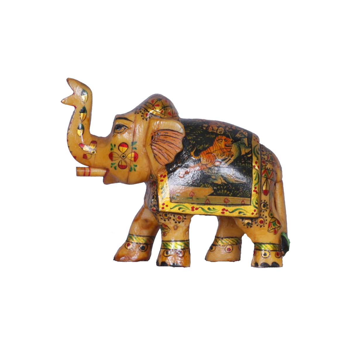 Vibrant Camel Bone Trunk-Up Elephant Figurine