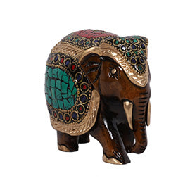 Decorative Wooden Trunk Down Elephant