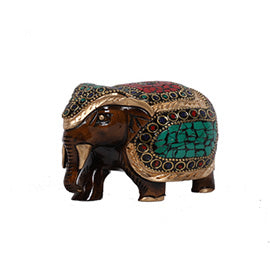 Decorative Wooden Trunk Down Elephant