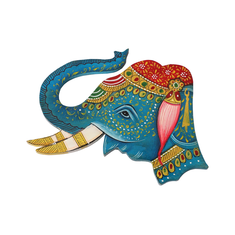 Bright Wooden Airavata Elephant Mask Magnet