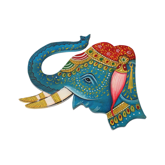 Bright Wooden Airavata Elephant Mask Magnet