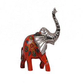 Graceful Wood Metal Trunk-Up Elephant