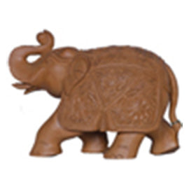 Trunk-Up Teak Wood Elephant Sculpture