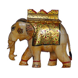 Trunk-Down Camel Bone Elephant with Howdah