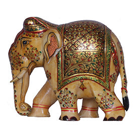 Royal Camel Bone Trunk-Down Elephant Figurine