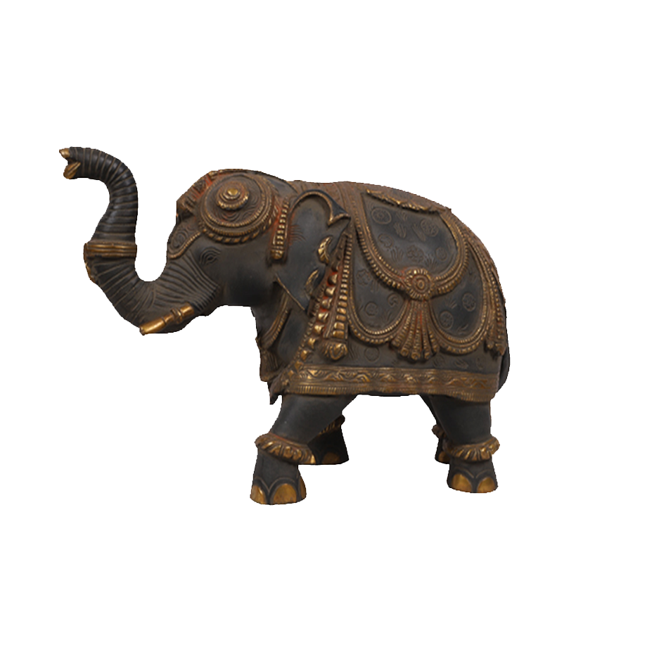 Antique Brass Trunk-Up Elephant Figurine