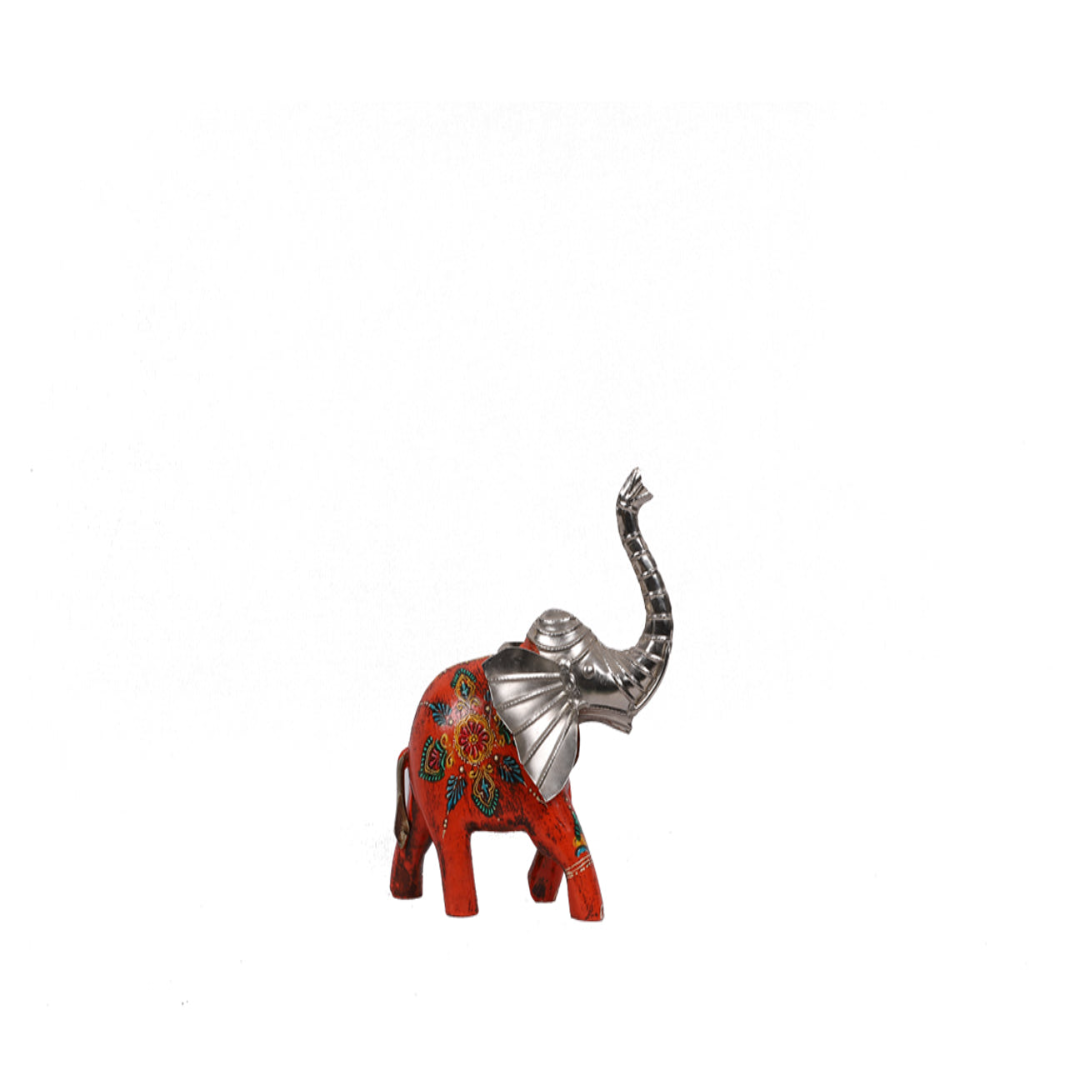 Graceful Wood Metal Trunk-Up Elephant